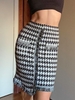 Houndstooth Fringed Knitted Skirt Black
