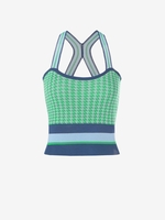 Houndstooth Knitted Crop Tank Top Green