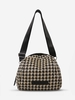 Houndstooth Letter Patched Crossbody Bag
