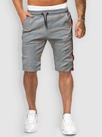 Houndstooth Print Drawstring Casual Shorts Xxl Dark gray