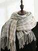 Houndstooth Print Fringe Scarf