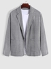 Houndstooth Print Pockets Faux Button Blazer S Black