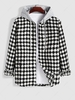 Houndstooth Tweed Hooded Coat 2xl Black