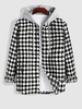Houndstooth Tweed Hooded Coat Xl Black