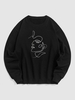 Human Face Pattern Pullover Sweatshirt S Black
