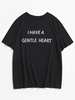 I Have A Gentle Heart Wing Print Short Sleeve T-shirt Xl Black