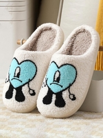 Indoor Outdoor Cute Cartoon Heart Bunny Fluffy Warm Couples Slippers