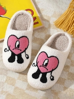 Indoor Outdoor Cute Cartoon Heart Bunny Fluffy Warm Couples Slippers