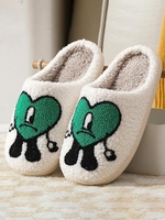 Indoor Outdoor Cute Cartoon Heart Bunny Fluffy Warm Couples Slippers
