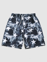 Ink Painting Star Print Drawstring Shorts Xxl Black