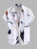 Irregular Geometric Pattern Short Sleeves Shirt Xxl White