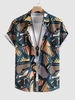 Irregular Pattern Print Short Sleeve Shirt S Yellow
