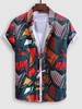Irregular Pattern Print Short Sleeve Shirt Xl Multi a