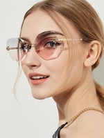 Irregular Shape Lens Rimless Sunglasses