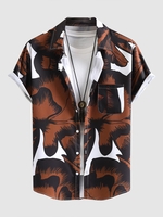 Irregular Shape Pattern Short Sleeves Shirt Xl Multi a