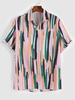 Irregular Stripe Paint Print Short Sleeve Shirt Xl Multi a