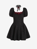 Jacquard Rose Applique Choker Halloween Dress S Black