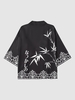 Japanese and Baroque Printed Open Front Kimono Xxl Black
