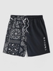 Japanese and Paisley Pattern Drawstring Beach Shorts 2xl Black