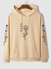 Japanese and Rose Graphic Printed Hoodie S Light coffee