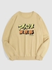 Japanese Character Print Pullover Sweatshirt L Light coffee