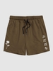 Japanese Characters Rose Print Graphic Shorts S Deep coffee