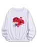 Japanese Fan Print Pullover Sweatshirt M White