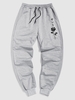 Japanese Rose Print Jogger Sweatpants L Light gray