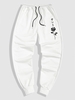 Japanese Rose Print Jogger Sweatpants L White