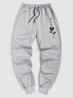 Japanese Rose Print Jogger Sweatpants Xl Light gray