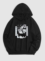 Japanese Style Anime Graphic Hoodie Xxl Black