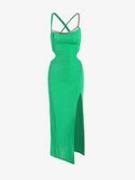 Jersey Chain Thigh Split Maxi Dress S Green