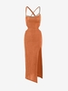 Jersey Chain Thigh Split Maxi Dress S Orange