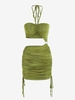 Jersey Cinched O Ring Cut Out Slinky Dress L Light green