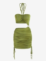 Jersey Cinched O Ring Cut Out Slinky Dress L Light green