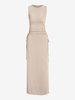 Jersey Cinched Thigh Split Maxi Dress L Light coffee