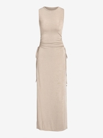 Jersey Cinched Thigh Split Maxi Dress M Light coffee