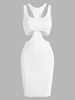 Jersey Crop Top and Slinky Cutout Tank Dress L White