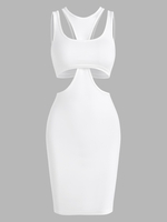 Jersey Crop Top and Slinky Cutout Tank Dress L White