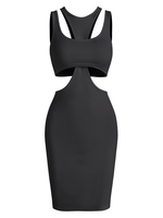 Jersey Crop Top and Slinky Cutout Tank Dress M Black