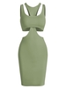 Jersey Crop Top and Slinky Cutout Tank Dress M Green