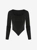 Jersey Long Sleeve Corset Top S Black