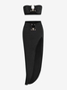 Jersey Metal Hardware Bandeau Top and Skirt Set S Black