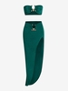Jersey Metal Hardware Bandeau Top and Skirt Set S Green