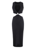 Jersey O Ring Cutout Thigh Split Slinky Dress S Black