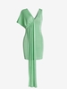 Jersey One Batwing Sleeve Draped Strap Bodycon Dress S Green