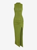 Jersey Ruched Thigh Split Maxi Dress L Green