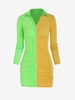 Jersey Two Tone Ruched Mini Bodycon Dress M Green