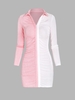 Jersey Two Tone Ruched Mini Bodycon Dress M Light pink