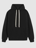 Kangaroo Pocket Decor Solid Color Essentials Pullover Hoodie L Black